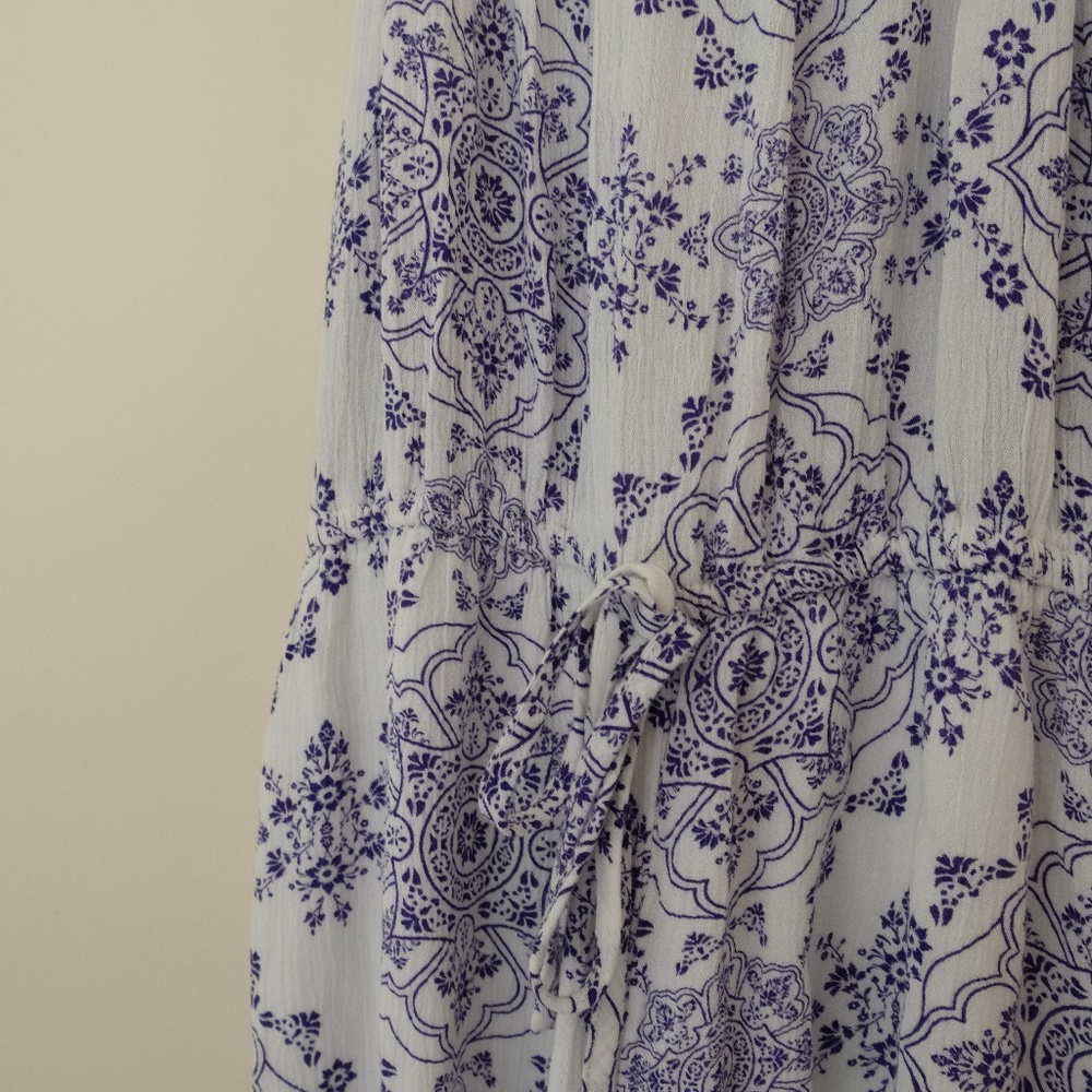 White and Blue Patterned Romper